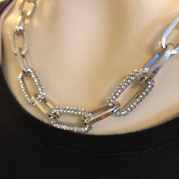 Chain Pave Crystal silver tone necklace - Picture 5 of 7